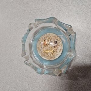 Decorative Ocean Design Ashtray With Blue Bottom. Anchor And Seashells (A-37)